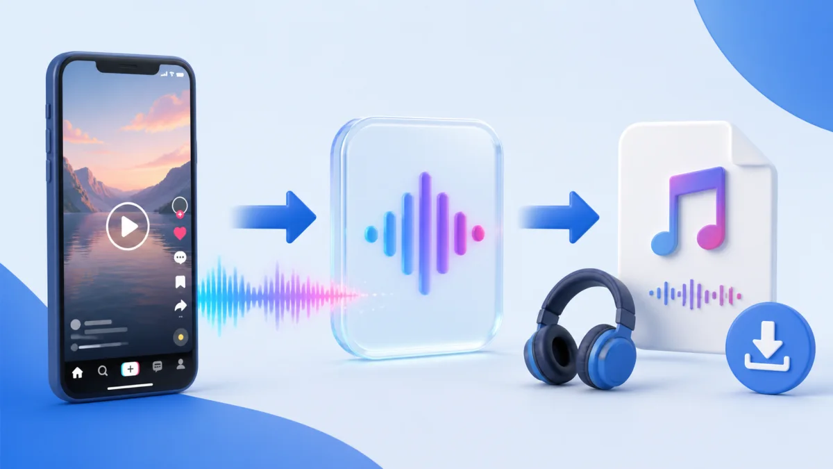 Minh họa tách phần âm thanh từ liên kết TikTok và tải thành file MP3
