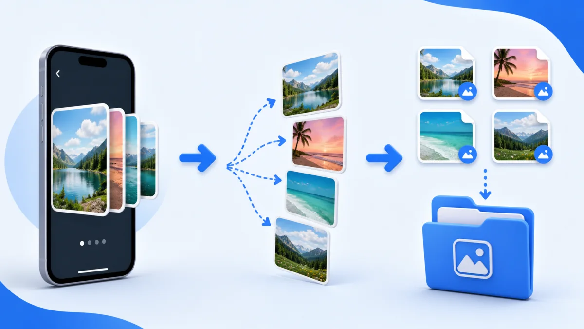 Minh họa Snap3S tách slideshow TikTok thành từng ảnh riêng để tải xuống