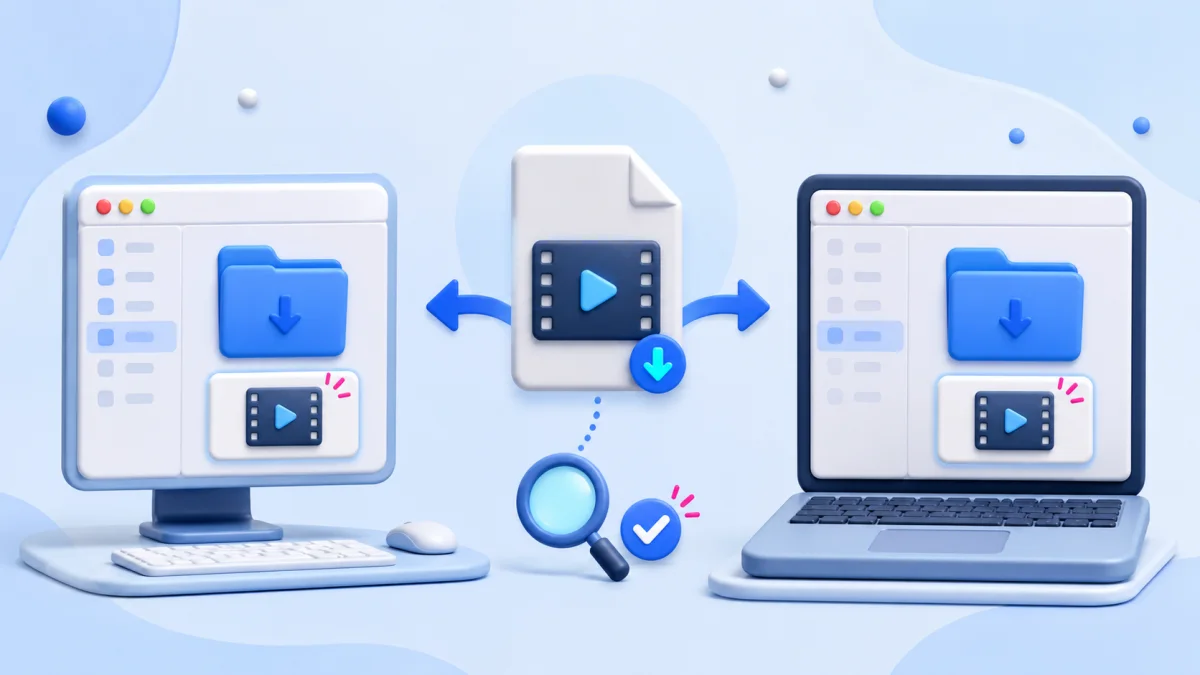 Minh họa t&igrave;m file video TikTok trong thư mục Downloads tr&ecirc;n m&aacute;y t&iacute;nh Windows v&agrave; Mac