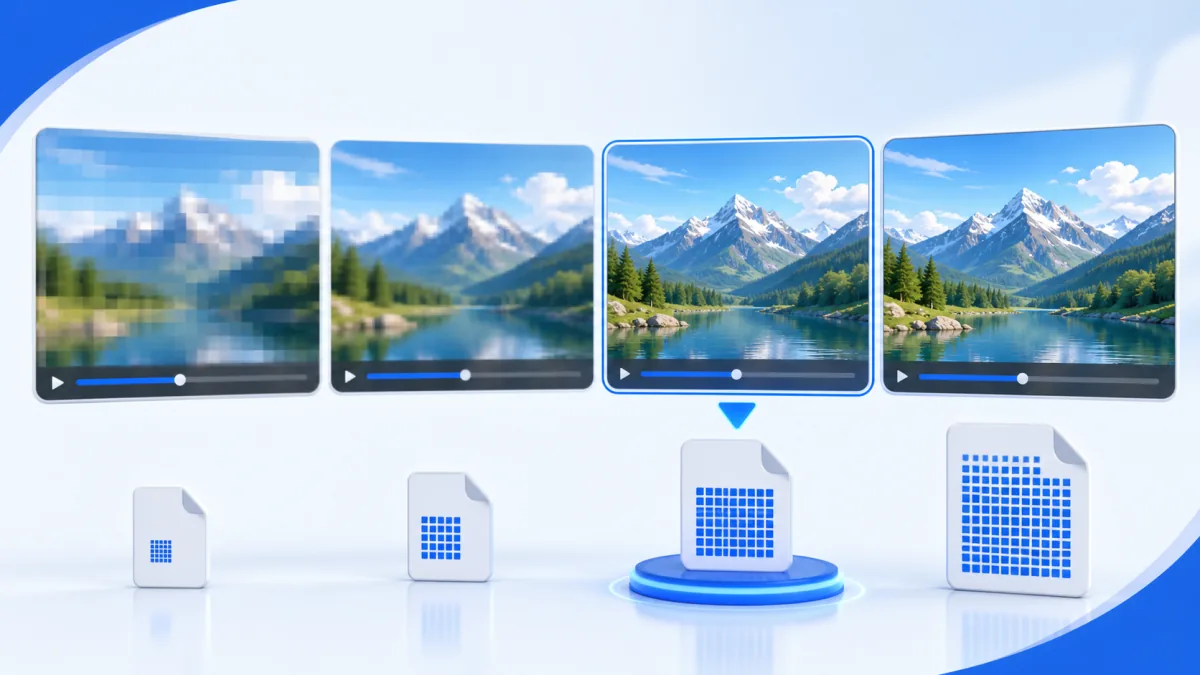 Minh họa so s&aacute;nh chất lượng video YouTube từ độ ph&acirc;n giải thấp đến HD v&agrave; 4K