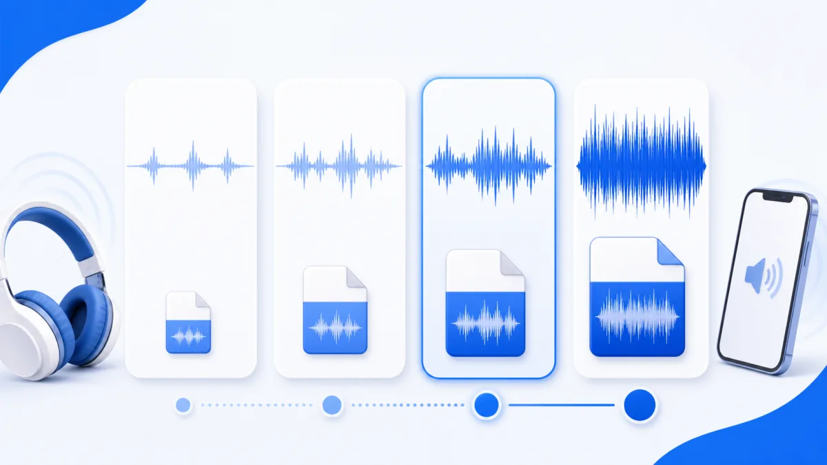 Minh họa so s&aacute;nh chất lượng v&agrave; dung lượng c&aacute;c mức bitrate MP3