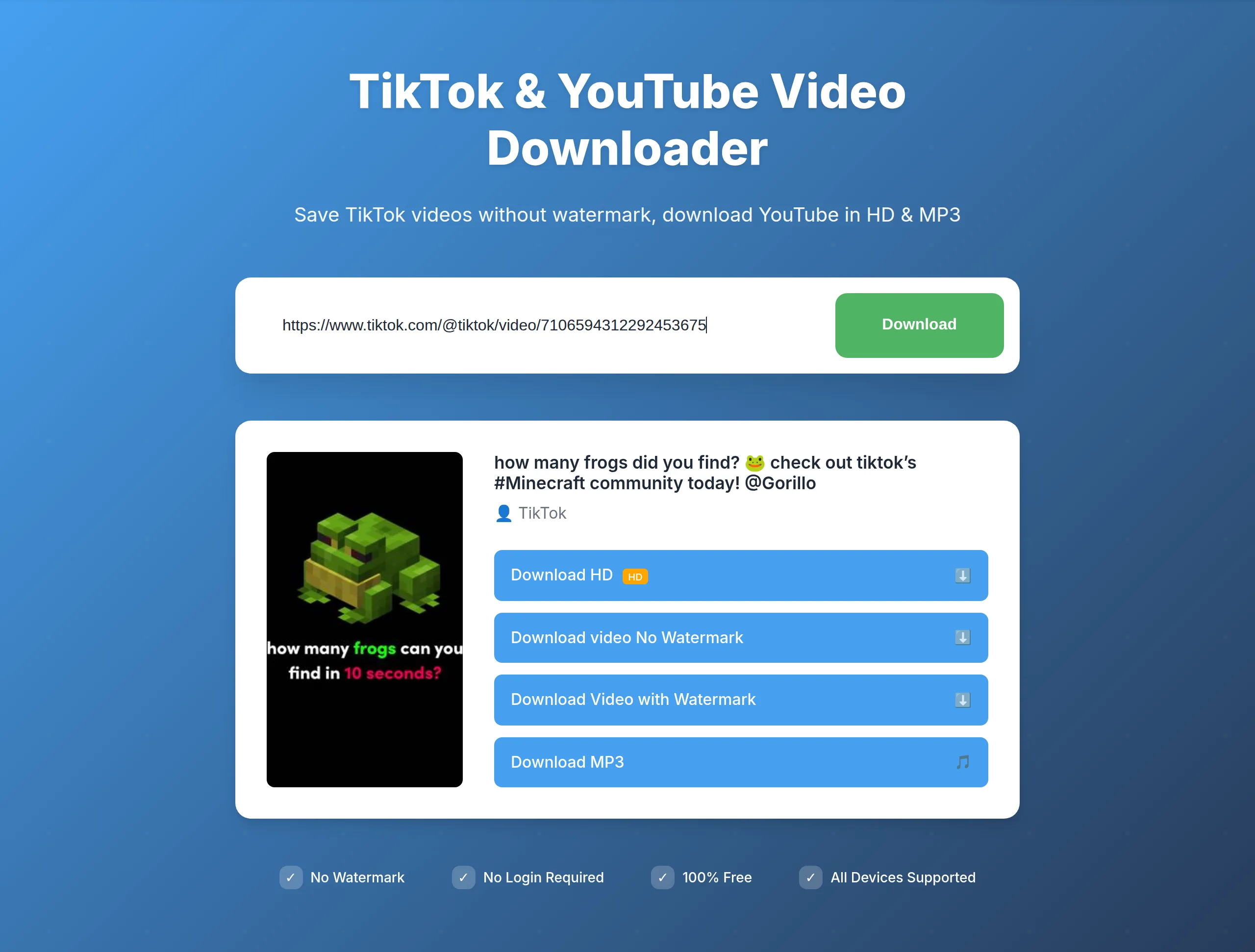 Snap3S TikTok result (HD / No Watermark)